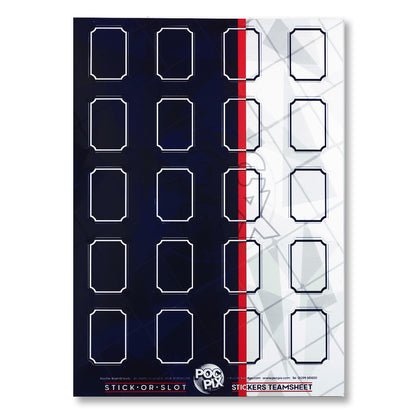 Football Sticker Poster : Team Sheet : Teams or All-Stars : Navy Blue &amp; White
