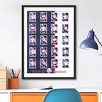 Football Sticker Poster : Binder Wall Sheet - Teams or All-Stars - Navy Blue &amp; White