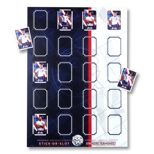 Football Sticker Poster : Team Sheet : Teams or All-Stars : Navy Blue &amp; White