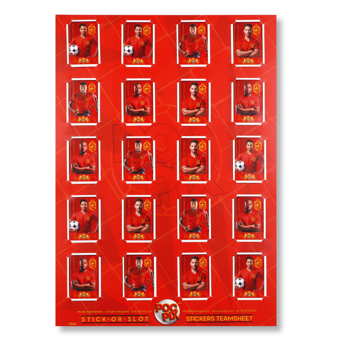 Football Sticker Posters : Team Sheet - Teams or All-Stars - Red & Gold