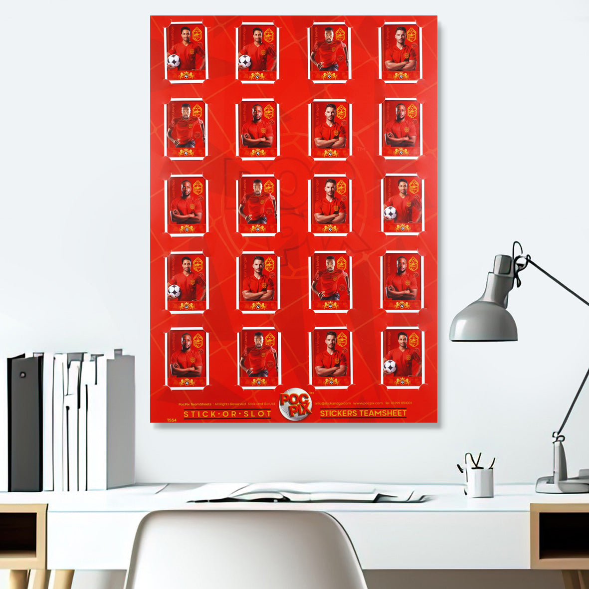 Football Sticker Posters : Team Sheet - Teams or All-Stars - Red & Gold