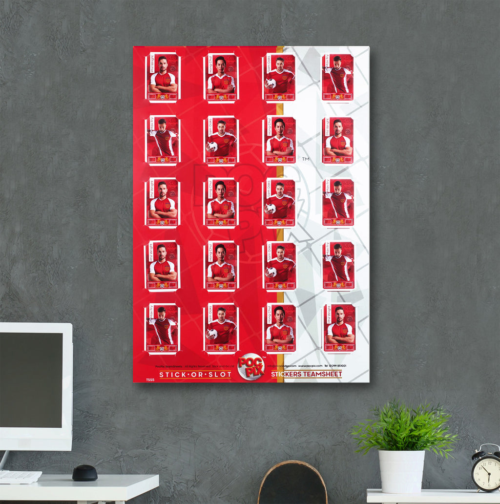 Football Sticker Poster : Team Sheet - Teams or All-Stars - Red & White