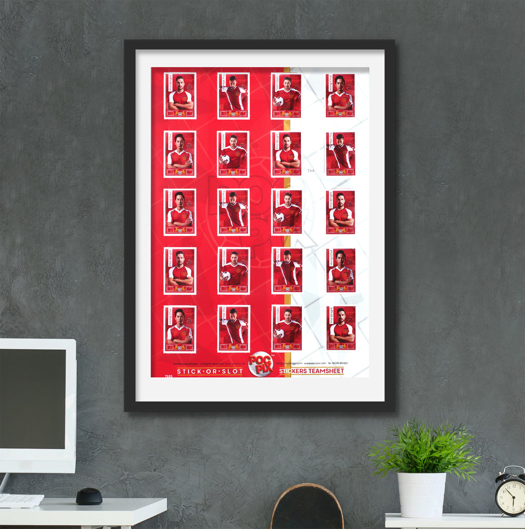 Football Sticker Poster : Team Sheet - Teams or All-Stars - Red & White