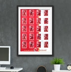Football Sticker Poster : Team Sheet - Teams or All-Stars - Red & White