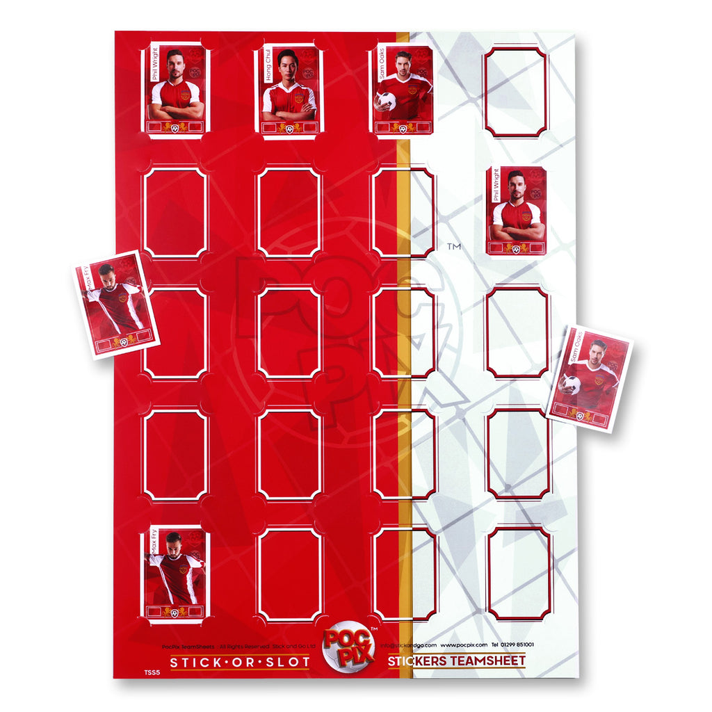 Football Sticker Poster : Team Sheet - Teams or All-Stars - Red & White