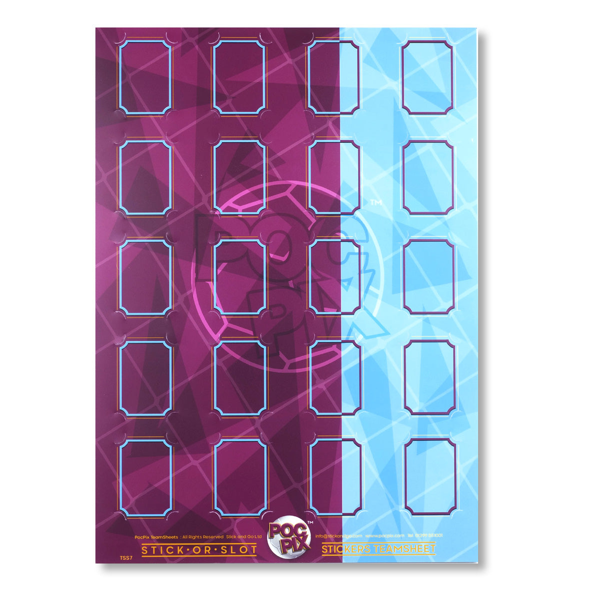 Sticker Poster : Team Sheet : Teams or All-Stars : Claret & Blue