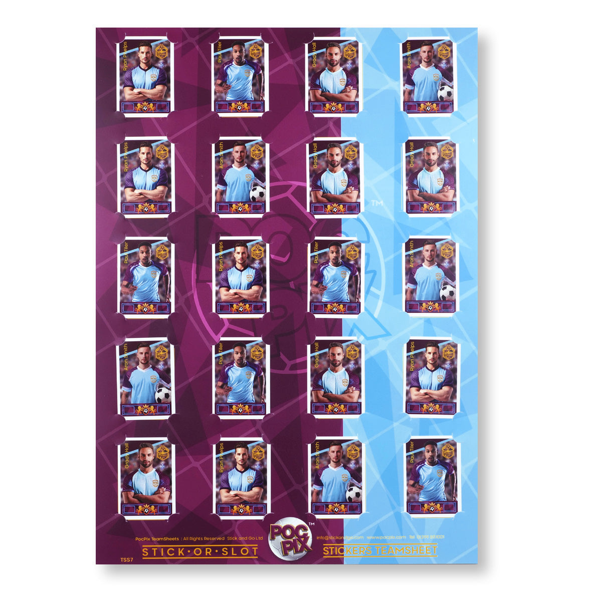 Sticker Poster : Team Sheet : Teams or All-Stars : Claret & Blue