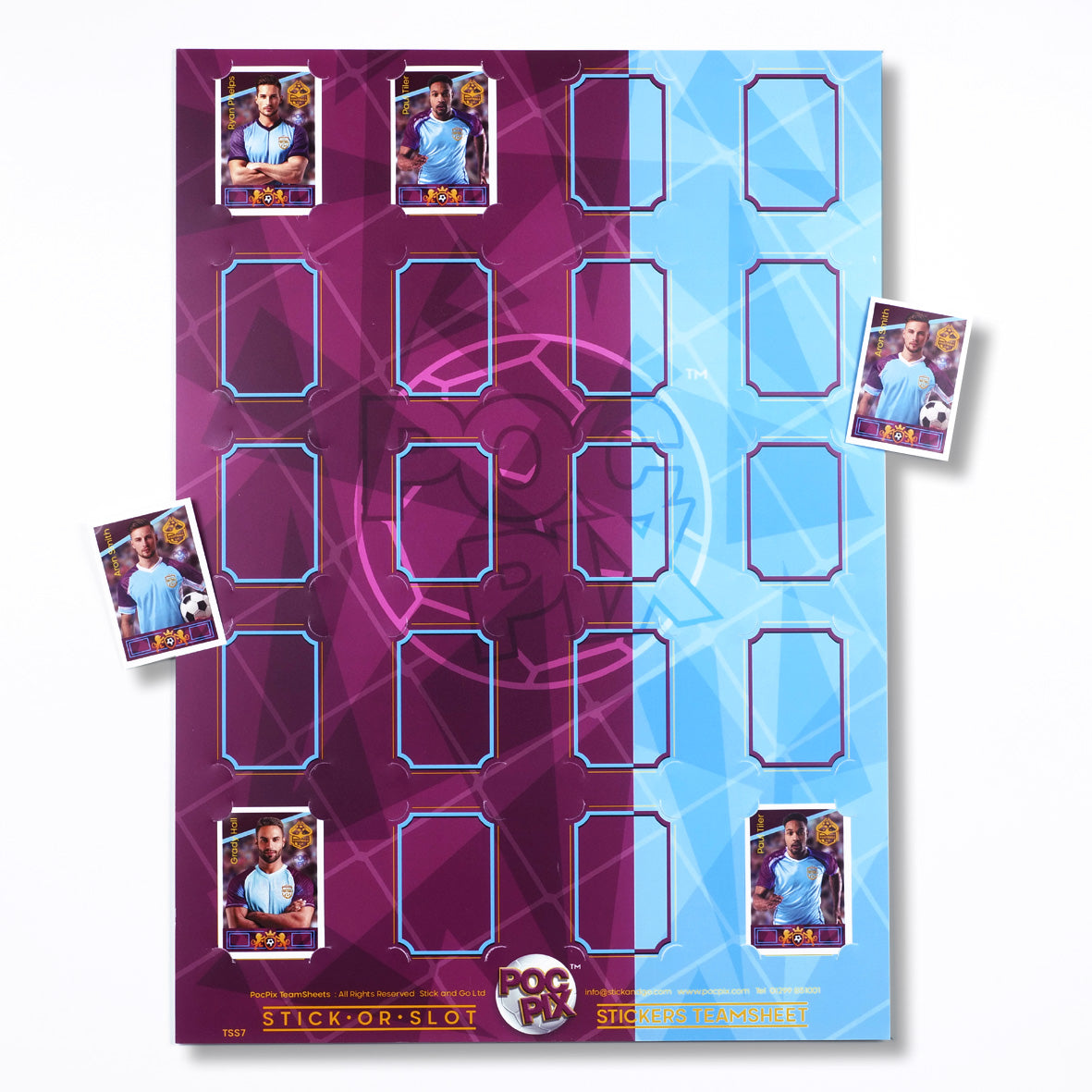 Sticker Poster : Team Sheet : Teams or All-Stars : Claret & Blue