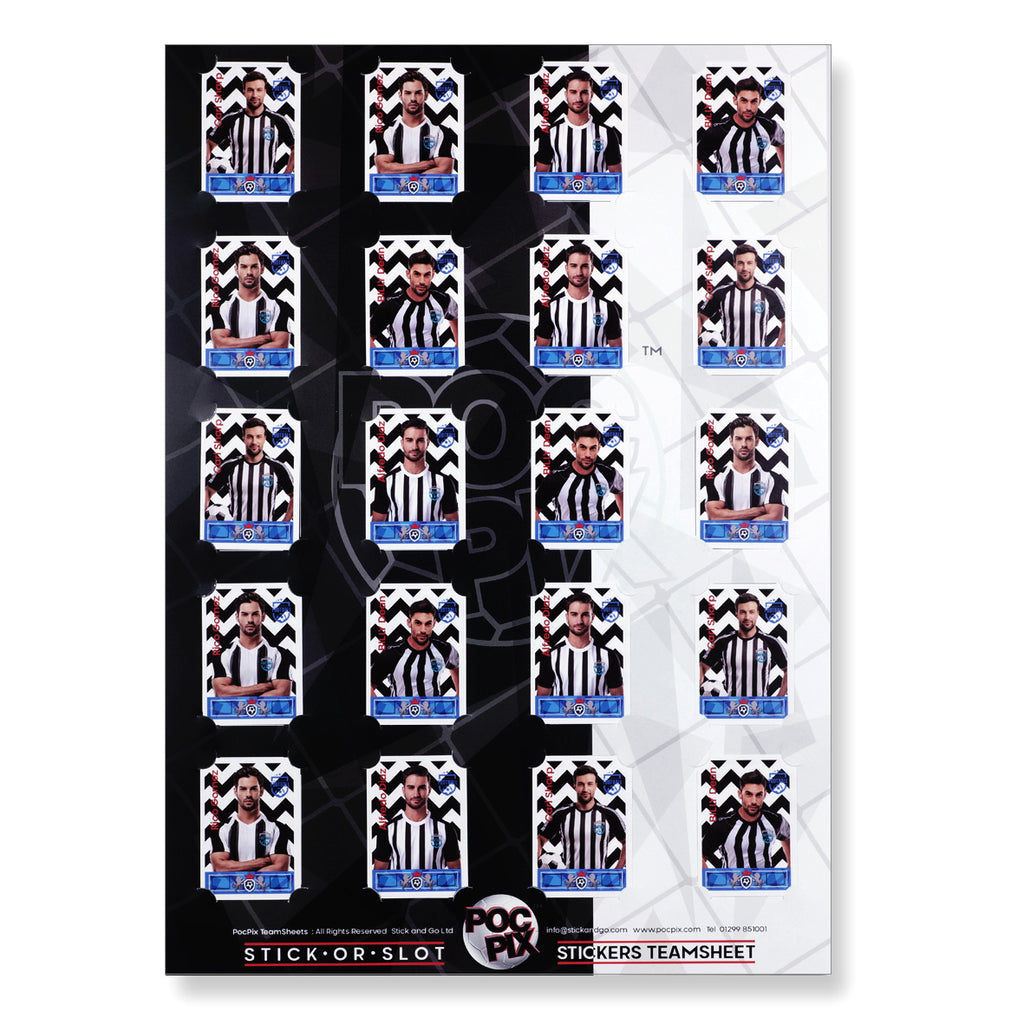 Football Sticker Poster : Team Sheet - Teams or All-Stars -  Black & White