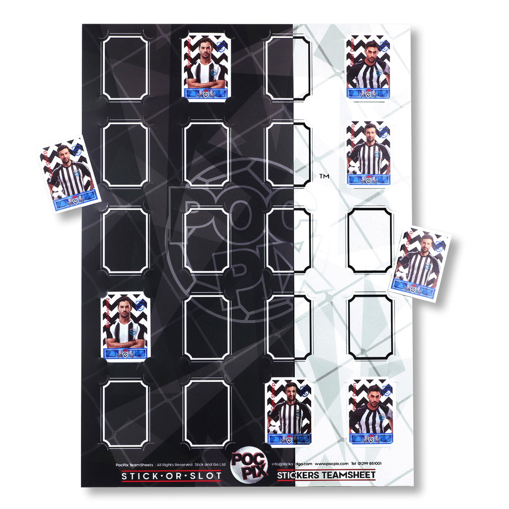 Football Sticker Poster : Team Sheet - Teams or All-Stars -  Black & White