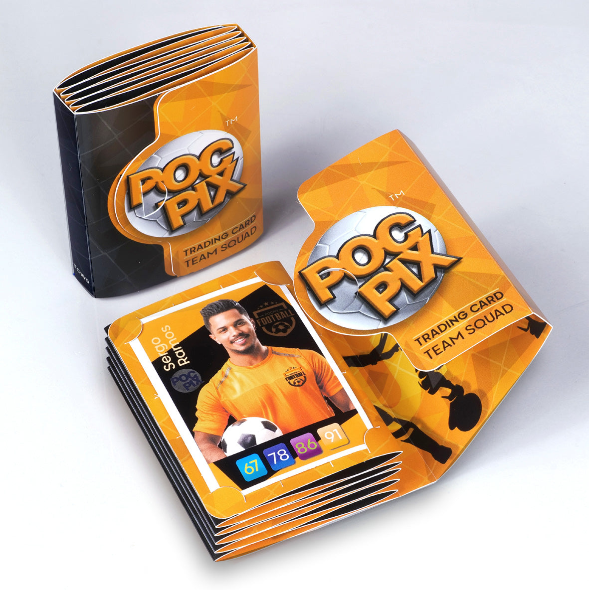 Pocket size Football Cards Collection storage Orange, Gold & Black trading card binder or TCG display wallet for sports card collectors.